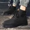 Botas Martin de caña alta para hombre para Otoño e Invierno, Zapatos de trabajo versátiles estilo coreano, Zapatos casuales de moda y tendencia para hombre, Antideslizantes