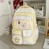 Nova mochila de estilo japonês de alta aparência, estilo universitário, cores vibrantes frescas e doces em blocos, para alunos do ensino fundamental II e médio, bolsa de ombro duplo de grande capacidade