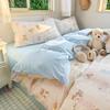 Conjunto de Cama Pastoral de Algodão Puro Quatro Peças 2025 Novo Estilo Floral Fresco Roupa de Cama Toda em Algodão Capa de Edredom Lençol Comércio Exterior