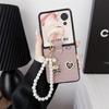 Cadena de Perlas con Pedrería de Oso de Amor Japonés y Coreano para Funda de Teléfono Glory VFlip Bolsillo con Patrón de Cocodrilo Funda Protectora Pocket2