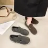 Mules Fashion de Salto Baixo Mocassins Sapatos Preguiçosos Sapatos de Algodão 2026 Fivela de Cinto Outdoor Slip-on Inverno Com Pelúcia Cinza
