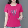 Nueva Camiseta de Manga Corta para Mujer 2026, Ropa de Verano, Corte Holgado, Tallas Grandes, Moderna y Versátil, Top Adelgazante para Madres de Mediana Edad y Mayores