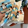 Meias de Cano Médio Personalizadas com Desenhos de Pinguim Outono Inverno Tendência Popular Meias para Casal Femininas Meia de Cano Médio Fofas
