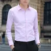 Camisa Formal de Manga Longa com Corte Ajustado para Profissionais de Negócios Cor Sólida Comércio Exterior Transfronteiriço Levemente Luxuosa Antirrugas Respirável Camisa Social Retro