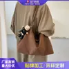 Bolsa de palha tecida em camurça retrô moderna estilo coreano para mulheres, nova coleção outono/inverno 2026, grande capacidade, bolsa de ombro, bolsa transversal