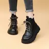 Botas Martin de sola grossa femininas 2026 novos sapatos outono e inverno estilo britânico botas de cano curto que aumentam a altura com forro para aquecer botas curtas femininas
