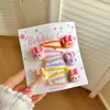 Pinzas para el pelo de niños de colores dulces, estilo japonés y coreano, con flores de dibujos animados de colores, pinzas para flequillo lateral para niñas y pasadores para bebés, accesorios para el pelo