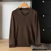 Suéter de punto para hombre con cuello de gaviota, finamente elaborado con mezcla de lana de 16 puntos, color liso, versátil, corte holgado, suéter de punto para negocios casual