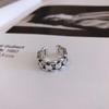 Anillo Geométrico de Cadena Hueca Simple y Trendy Coreano Dongdaemun para Mujer Joyería de Plata Tailandesa Anillo para el Dedo Índice Chapado en Oro
