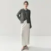 Colección Otoño/Invierno 2025: Cárdigan versátil para mujer, de cuello redondo, con botones de perla, tejido de ochos, en cachemira de bebé