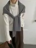 Acessório versátil para roupas de outono e inverno: xale de mistura de lã com capa de nó em forma de T, cachecol aquecedor de pescoço quente e estiloso