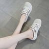 Sandalias y pantuflas antideslizantes de suela gruesa para mujer, zapatos de talla grande 41-43, verano, baotou, medias pantuflas para usar, zapatos de piel de vaca con agujeros huecos
