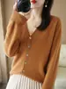Comercio Exterior Transfronterizo Primavera Otoño Holgado Talla Grande Cuello en V Ropa Exterior Manga Larga Suéter Cárdigan Tejido Mujer Color Sólido Top Mujer Delgado