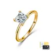 Anillo de Plata de Ley S925 con Moissanita para Mujer, Corte Princesa, Cuatro Garras, Apilable, Popular en Europa y América, Más Vendido Transfronterizo, Joyería de Plata