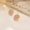 Pendientes de Acero Inoxidable 304 con Esmalte de Fresa Colorido Transfronterizos, Pendientes Elegantes con un Toque Sencillo y de Alta Gama, Joyería al por Mayor