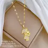 [Aço Titânio] Colar Elegante Feminino com Zircônia Cúbica, Luxuoso e Glamoroso, Cheio de Pedras, Corrente Versátil para Clavícula, Corrente de Aço Titânio