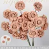 Rosas de Creme Simuladas de 3 Cabeças, Decoração de Fundo para Casamento, Arranjo de Flores para Guia de Estrada, Flores de Seda Estilo Europeu para Casamento, Flores Artificiais
