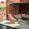 Suministro Silla Sofá Perezoso Simple Moderna Silla de Mimbre para Exteriores Silla de Tela con Respaldo Alto Silla Mecedora con Pedal de Madera