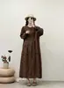 Vestido Retro Estampado Plisado de Cuello Redondo de Manga Larga de Nuevo Estilo Primavera 2026 para Mujer Falda Larga Holgada Línea A