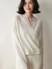 Moda Francesa Otoño e Invierno Nuevo Estilo Suéter de Punto de Manga Larga Suave Encaje Cruzado Cuello en V Suéter de Cachemira Estilo Delgado para Mujer