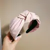 Moda Nova Europeia e Americana Estilosa Exagerada Cor Pura Couro Nó na Cabeça Simples Alta Caveira Headband Acessórios de Cabelo