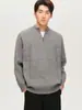 Suéter Gris para Hombre Woog2005 con Media Cremallera y Cuello Alto 2025 Invierno Nuevo Suéter Interior de Punto de Cuello Alto