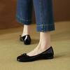 Zapatos Boina de Cuero Patentado con Lazo Retro Francés para Mujer 2025 Planos Verano e Otoño Cuero Suave Tacón Grueso Planos Borgoña para Mujer