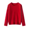 Suéter de Cashmere 100% Puro, Espesso e Pesado, Outono e Inverno, para Mulheres, Gola Redonda, Cor Sólida, Malha, Top Térmico