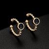 Estilo japonês e coreano 14K ouro brincos cor zircão clipe brincos simples orelha furos orelha dupla orelha fivela em forma de brincos em forma de C para as mulheres