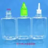 Botella Plástica Spot PET de 30ML Botella Plana Tapa de Cristal Set de Tres Piezas Botella con Gotero Botella de Empaque para Colorante Alimentario