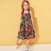 Comércio Exterior Transfronteiriço da Amazon Roupas Infantis Verão 2022 Novo Vestido Princesa com Alças Costuradas Estampa de Leopardo para Meninas Europeias e Americanas