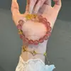 Pulseira de Cristal de Morango Natural, Pulseira de Design Original, Presente para Mulheres, Namoradas, Pulseiras de Casal, Atacado, Produtos de Nicho