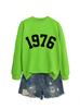 Amazon Ebay Estación Independiente Impresión Digital Simple Mujer 1976 Otoño e Invierno Nuevo Sudadera Fondo Exportación Transfronteriza