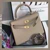 Bolso Pequeño Cuadrado Urbano Simple de Piel de Vaca de Primera Capa de Kelly, Bolso Cruzado Ligero de Cuero Genuino para Teléfono Móvil con Hebilla de Cierre para Mujer