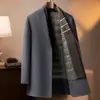 Cachecol de outono e inverno estilo acolchoado de penugem de ganso espesso comprimento médio lã dupla face casaco de lã corta-vento jaqueta de lã de negócios masculina