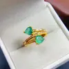 Anillo de Esmeralda Natural al por Mayor de Fábrica Plata S925 Incrustado con Piedra Principal 6*6 Joyería de Lujo Venta Directa de Fábrica Piedra Preciosa
