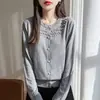 Cárdigan de Punto con Perlas 2026, Elegante Cuello Redondo de Tejido Fino, Nuevo Estilo Otoño/Invierno, Lana, Corte Holgado, Abrigo de Botones Transfronterizo para Mujer