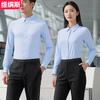 Camisas de Punto Elásticas en Cuatro Direcciones para Otoño e Invierno al por Mayor con Logo Bordado, Estilo Nuevo 70% Algodón Blanco Ropa Profesional, Camisas Azul Claro para Hombres y Mujeres