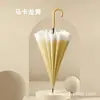 Paraguas Largo de 16 Varillas con Alto Valor Estético, Estilo Fresco, Mango Curvado de Madera Maciza, Paraguas Automático para Mujer, Paraguas de Palo Recto al por Mayor