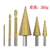 Broca pagoda 6 peças transfronteiriça broca dentada conjunto de 6 peças revestida de titânio abridor de furo para marcenaria broca escalonada para ranhura conjunto em caixa plástica vermelha