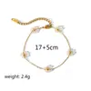 Collar de joyería transfronterizo para mujer, cadena de clavícula versátil de alta gama chapada en oro de 18 quilates, no se decolora, pulsera pequeña de flor de acero inoxidable