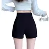 Pantalones Cortos Americanos Sexy Negros Ajustados al Cuerpo Ajustados Casuales Pantalones Cortos de Verano para Mujer Sexy Super Shorts Cintura Alta Pantalones de Temporada Elásticos
