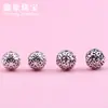 Plata S925 Bola Hueca Moneda de Cobre Cuenta Redonda Cuenta Espaciadora Passepartout Agujero Horizontal Cuenta Redonda Pulsera DIY Accesorios