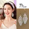 Pendientes de Hilo de Plata Acrílico con Borlas Estilo Vacacional Pequeños Frescos Exagerados Gancho de Oreja Pendientes de Atmósfera Elegante