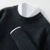 Suéter de Cachemira para Hombre Cuello Redondo Jacquard Engrosado 2026 Otoño e Invierno Nuevo Color Sólido Estilo Coreano Camiseta Base de Punto