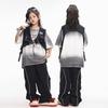 Traje de Ropa de Moda Infantil de Danza Urbana Hip-Hop para Niños y Niñas Camiseta Blanca Gris Ropa Infantil Hiphop Holgada Frita Marca de Moda Urbana Ropa Infantil