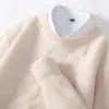 Suéter 100% lana, cuello redondo para hombre, diseño de punto trenzado, engrosado para abrigar, color liso, adecuado para adolescentes, estudiantes de secundaria y preparatoria