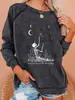 Serie de Cráneos de Halloween Nueva Divertida Impresión de Espacio de Viaje con Calavera Sudadera con Capucha de Cuello Redondo Manga Larga Otoño