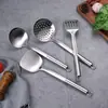 Espátula não magnética de aço inoxidável espátula doméstica anti-queimadura utensílios de cozinha colher de cozinha espátula de cabo longo para cozinha colher de sopa colher de panela