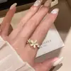 Florecen las Cerezas de Primavera~ Anillo Abierto Flor Ojo de Gato, Estilo Dulce Coreano, Lujo Ligero, Sensación de Alta Gama, Anillo para Dedo Índice, Diseño de Nicho